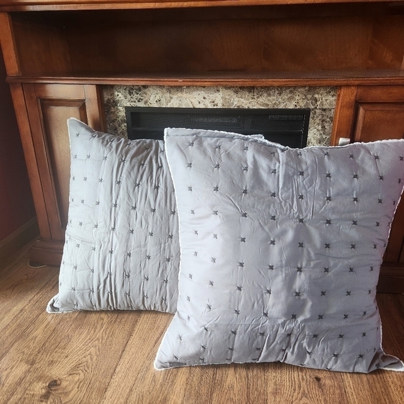 Other - NWOT Gray Patchwork Euro Pillow Covers Set of 2